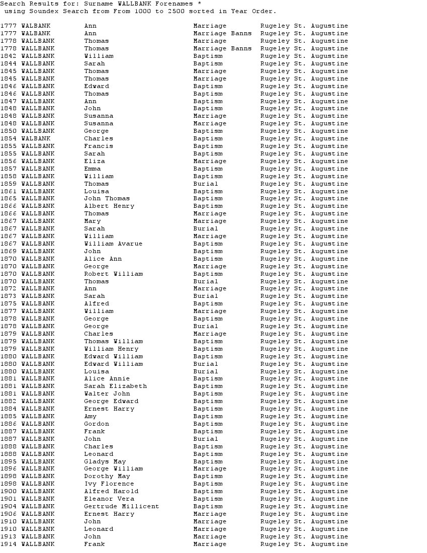 Rugeley Registers
